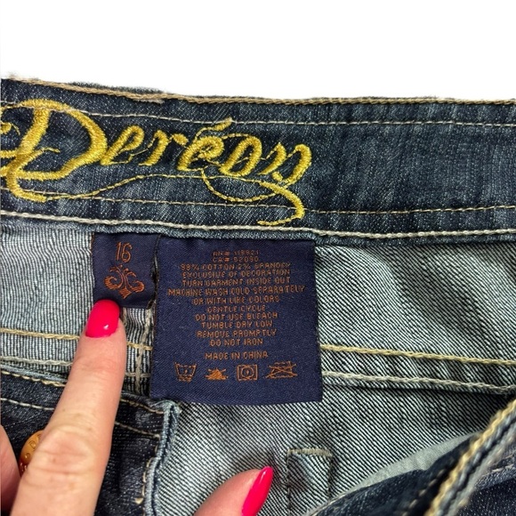 Beyonce's Dereon Embellished Velour Low Rise Flare Dark Distressed Jeans Size 16 - Picture 2 of 16